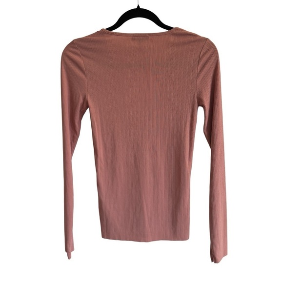 Rag & Bone Mauved Out Zoe Deep Vee Long Sleeve Tee, Size S - Picture 6 of 8